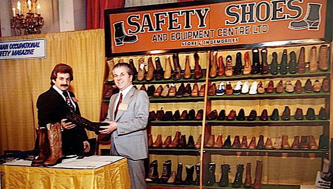 historical1-Mister-Safety-Shoes Old photo of John Colantonio selling shoes
